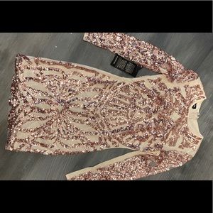 Bebe Sequin Long Sleeve Mini Dress